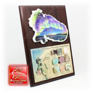 1603 Коллекция минералов Кольский полуостров, плакетка 30,5*22,7*2 см  ― Кольские Сувениры